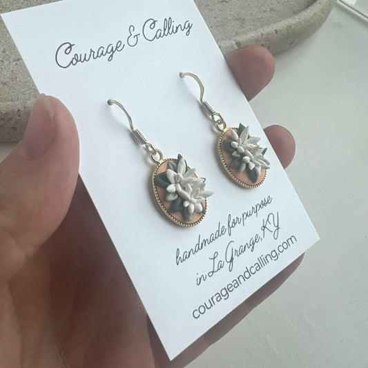 White Dahlia Frame Earrings