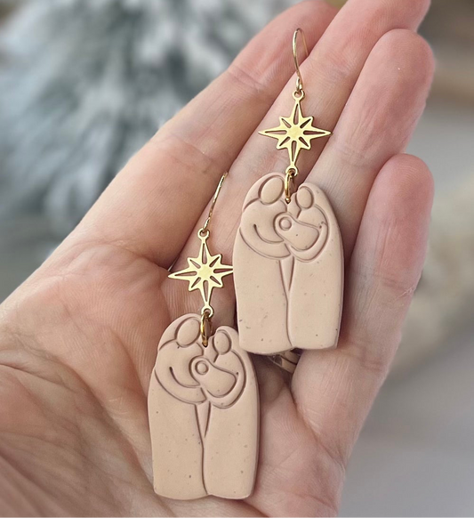 Nativity Dangles in Speckled Stone