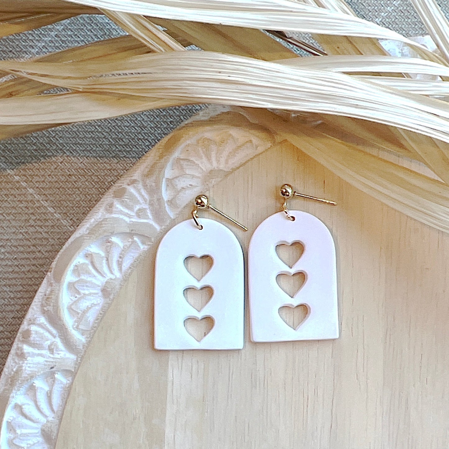 Trinity Heart Dangles in White