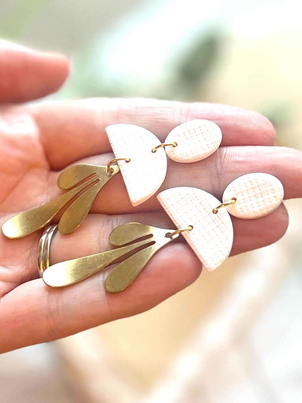 White Linen Statement Dangles