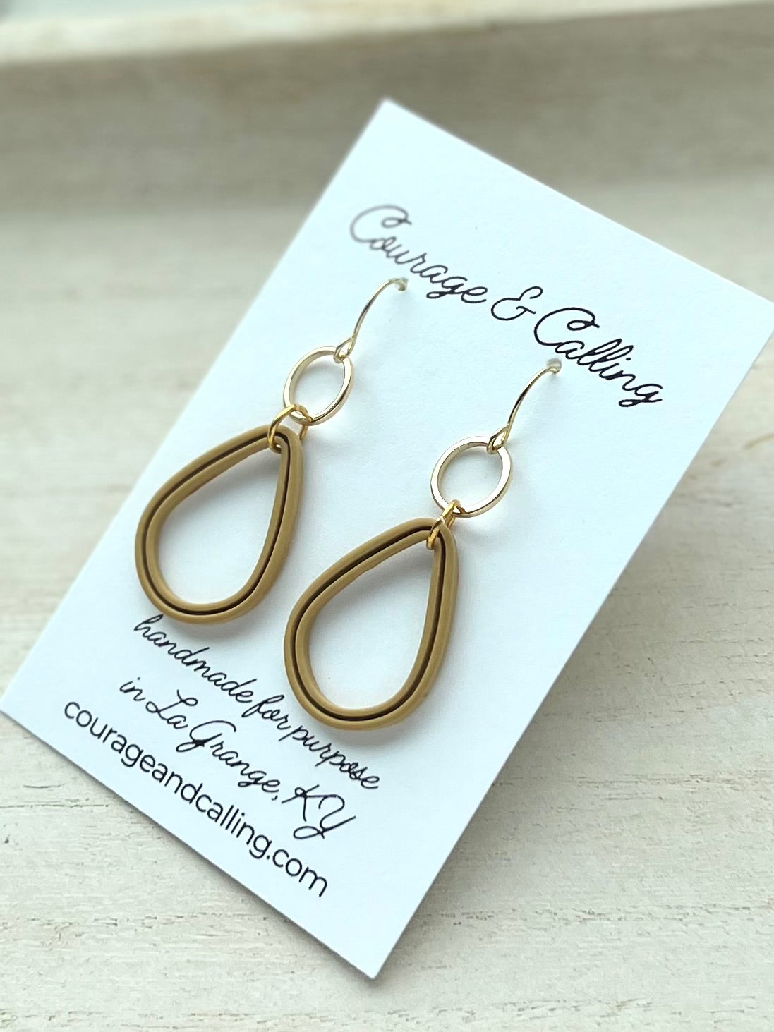 Skinny Loop Dangles in Mustard