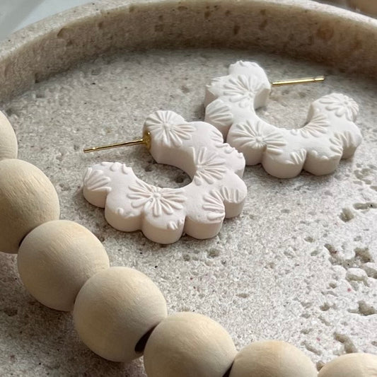 Textured Scallop Clay Hoops