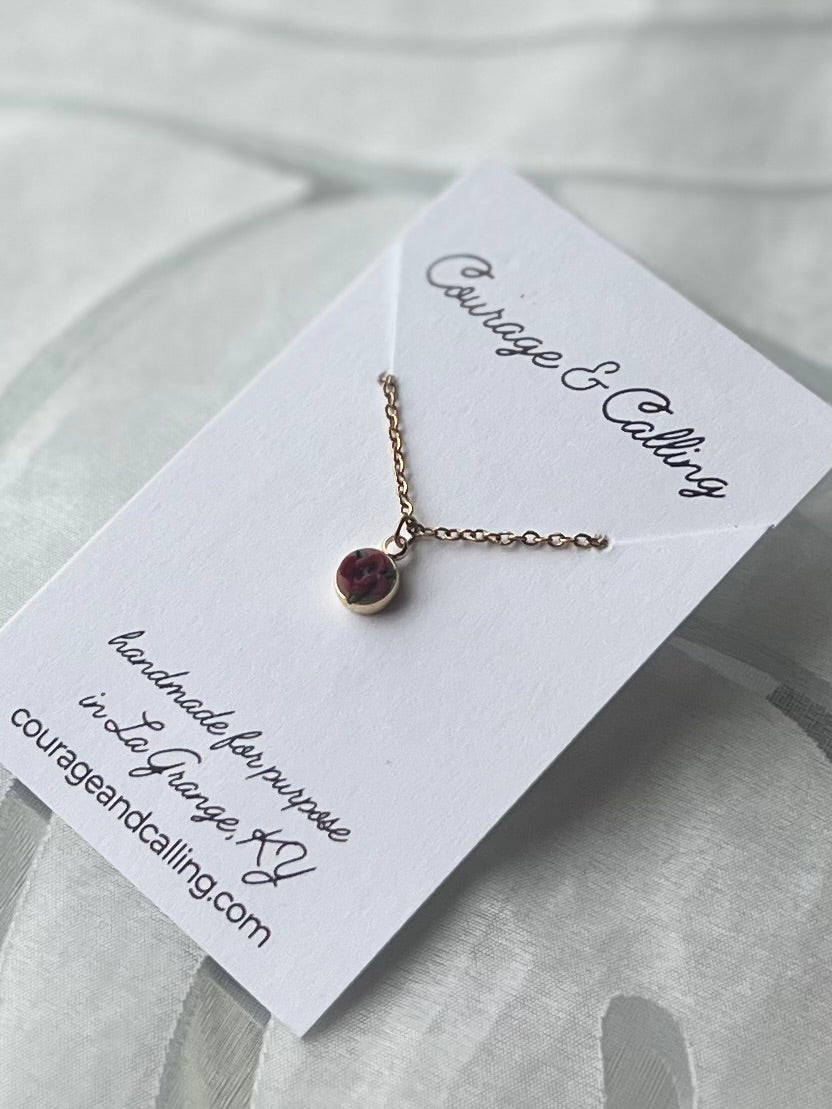 Micro Red Rose Necklace