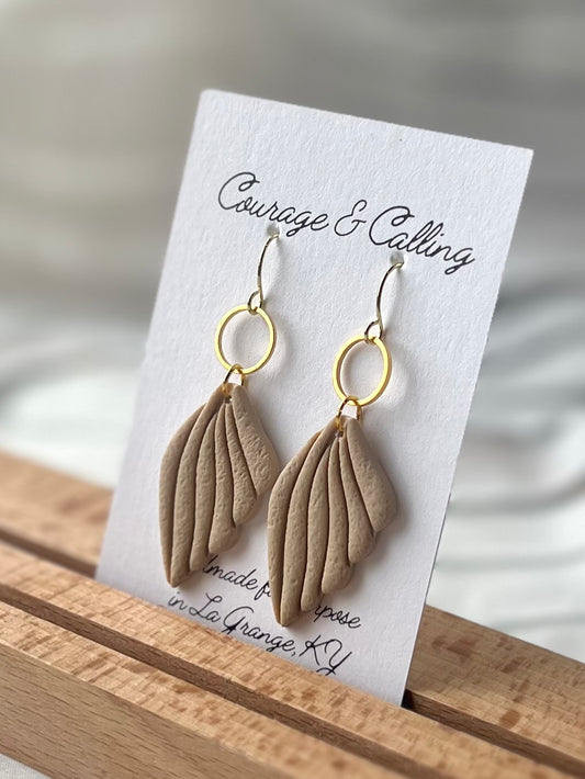 Seashell Dangles in Tan