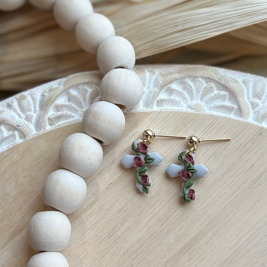 Floral Cross Dangles