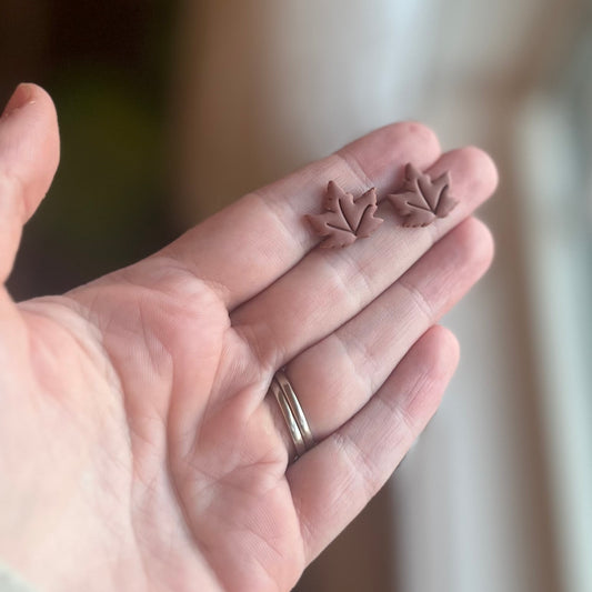 Fall Leaf Studs in Coffee