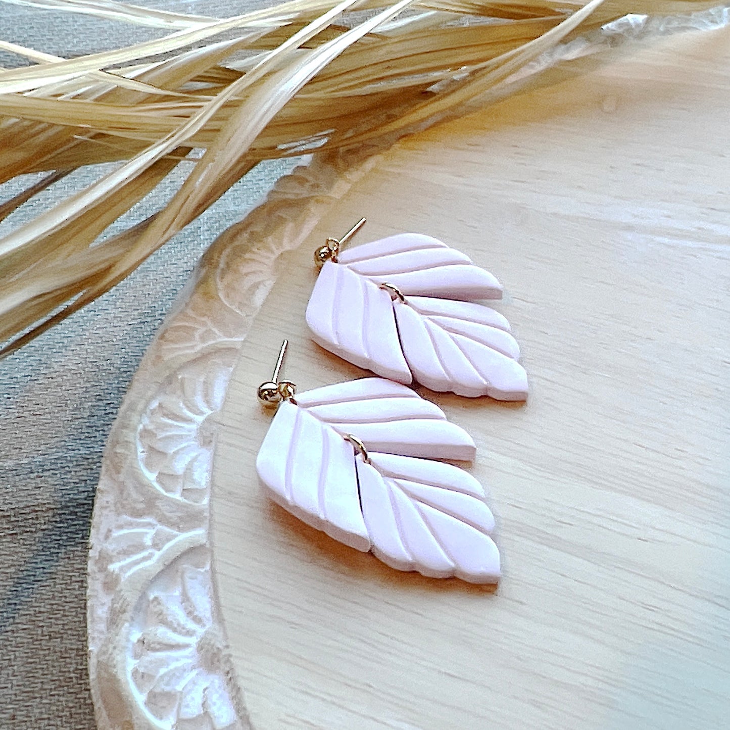 Tori Leaf Dangles in Barely Pink