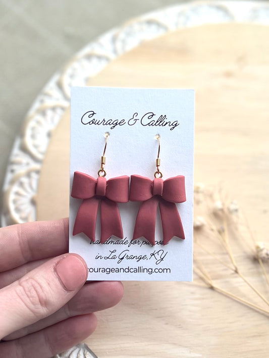 Large Ribbon Bows in Rosey Coral