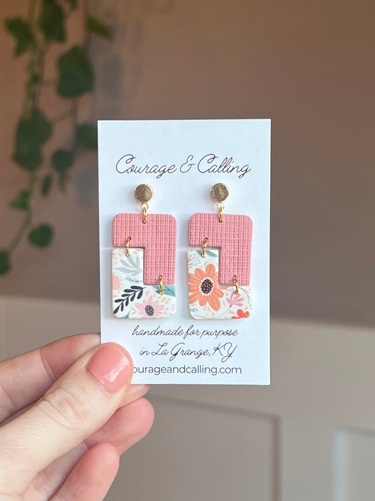 Riley Dangles in Pink Groovy Floral