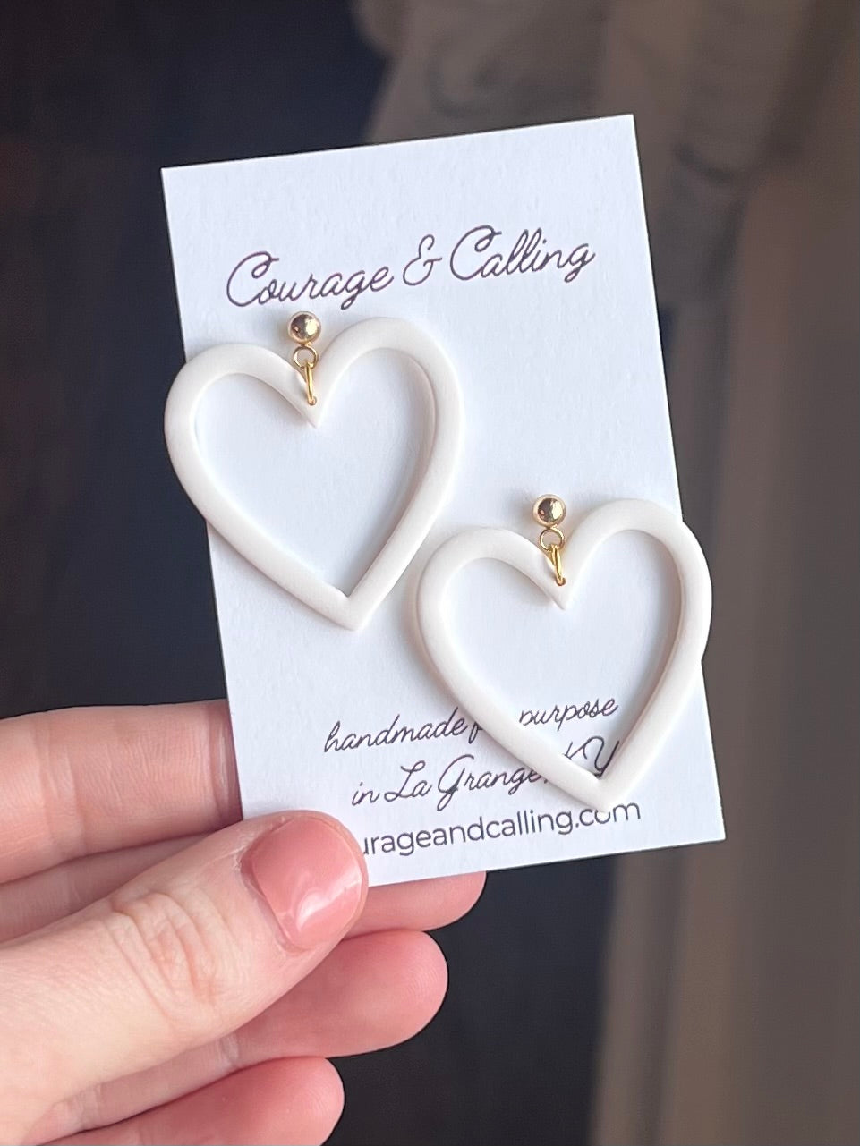 Heart Outline Dangles in White
