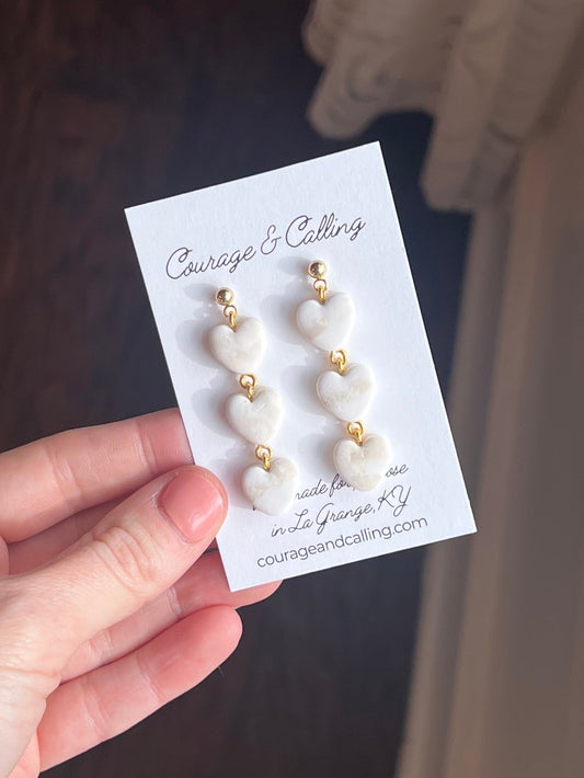 Marble Heart Bead Dangles