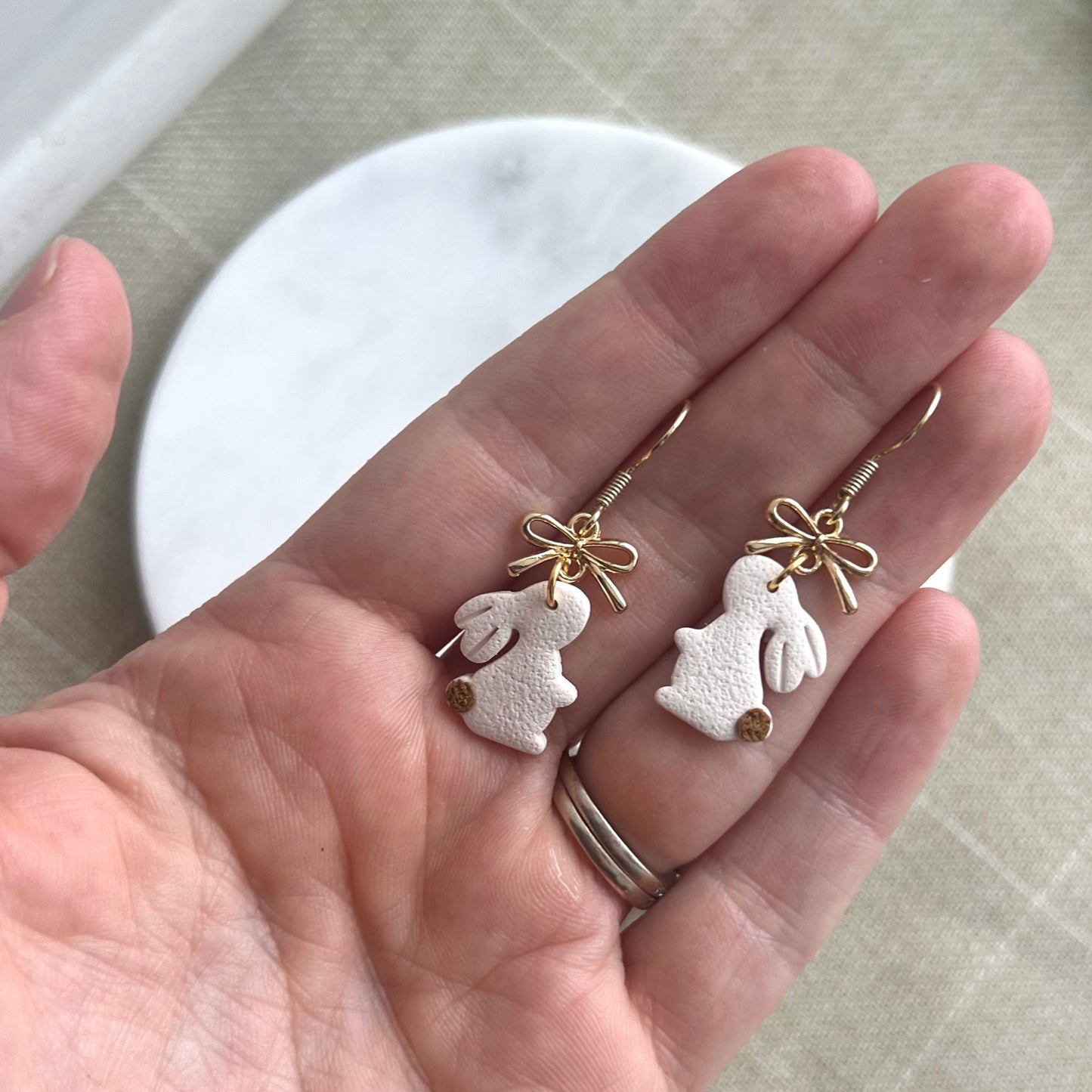 Bunny Dangles in Cream