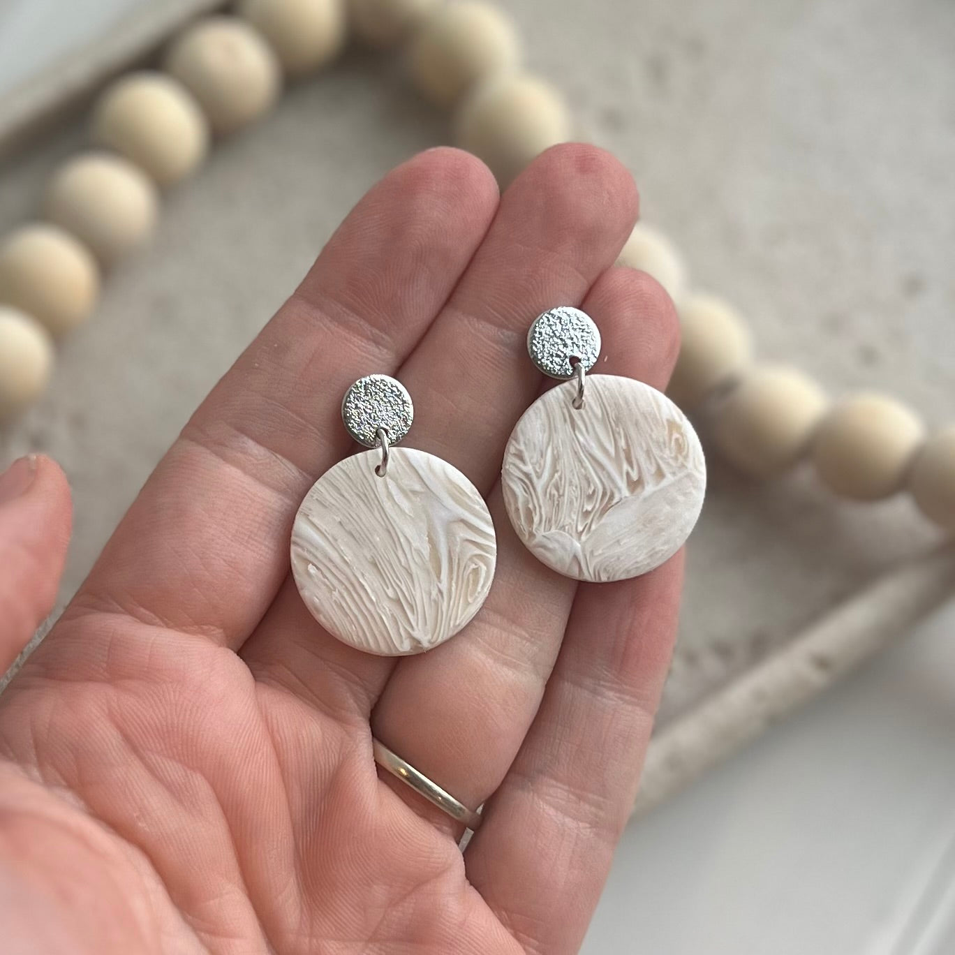 Hannah Dangles in Silver Pristine Abalone