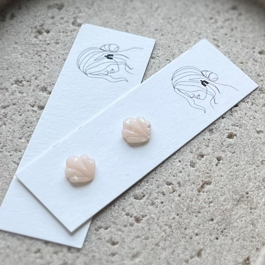 Mini Opaline Sea Shell Studs