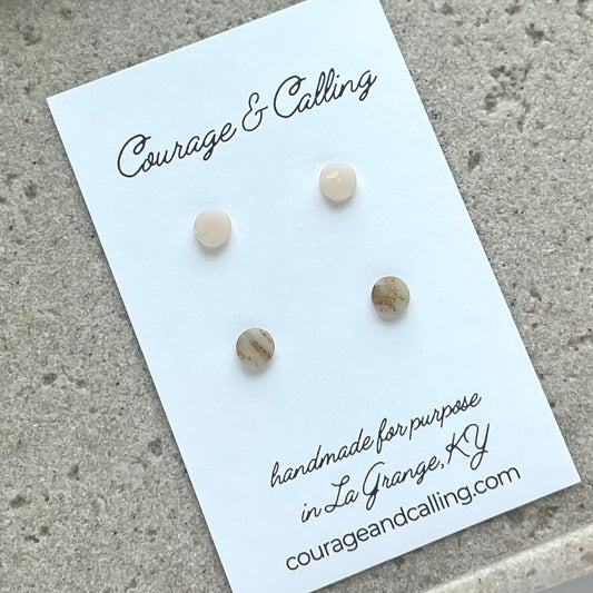 Micro Sea Glass Circle Stud Pack