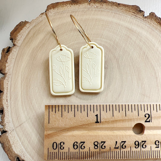 Yellow Floral Emboss Hoops