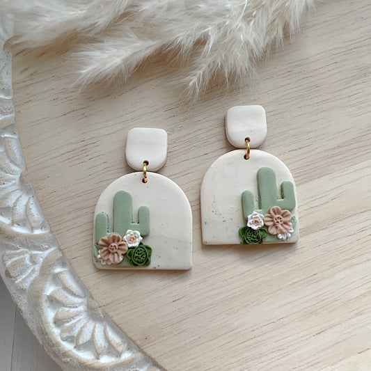 Floral Cactus Dangles