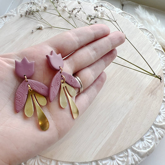 Tulip Textured Dangles in Rosey